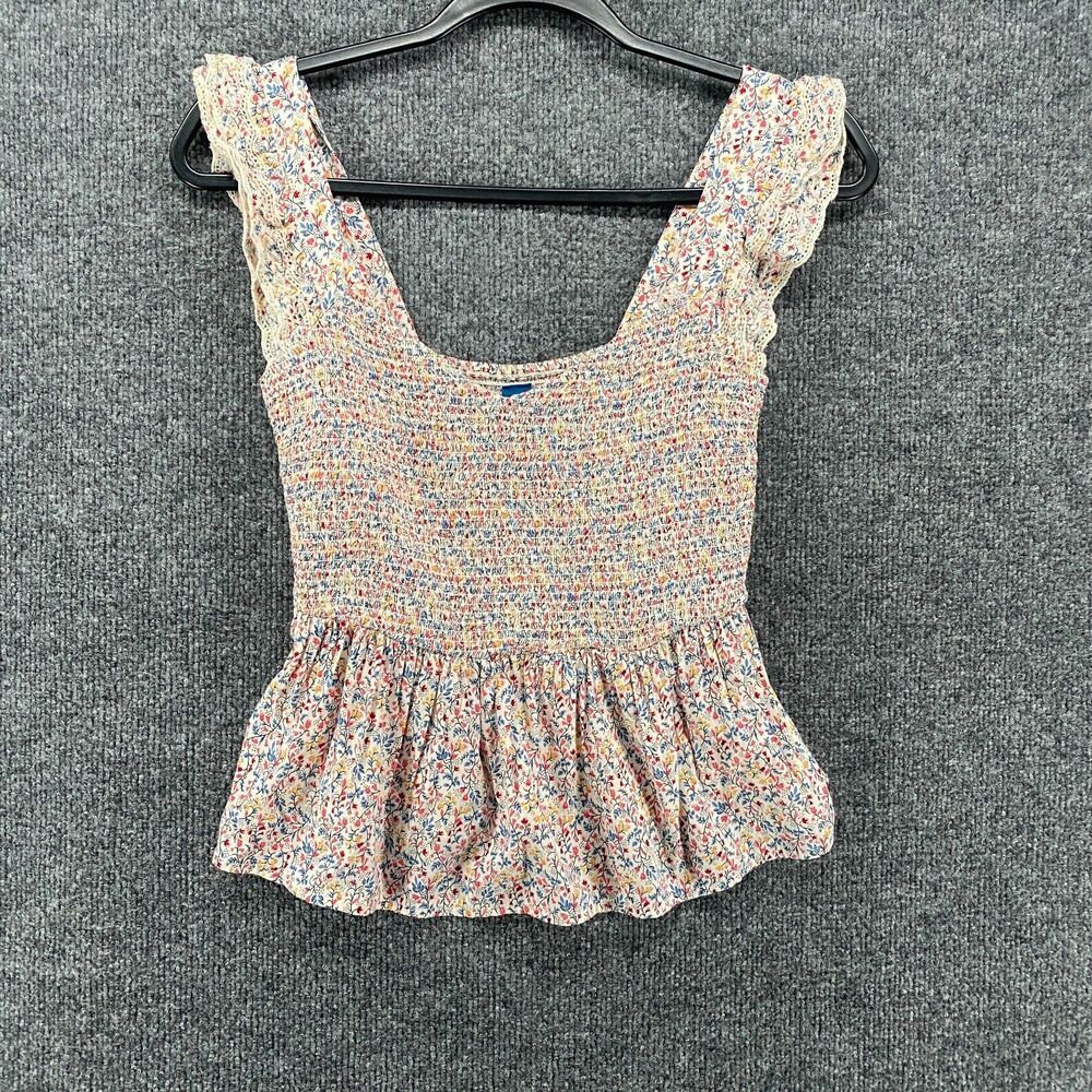 Old Navy Blouse Top XS‎ Colorful Floral Babydoll Fairy Cottagecore Coquette Boho